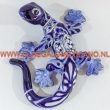 Gekko talavera keramiek 24x24cm. Blauw-wit