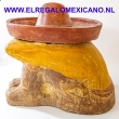 Slapende Mexicaan haragan 44x37x40cm. rood-geel-bruin GROOT 15KG.!